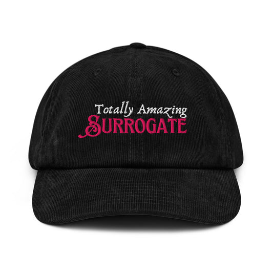 Corduroy hat with colorful embroidery