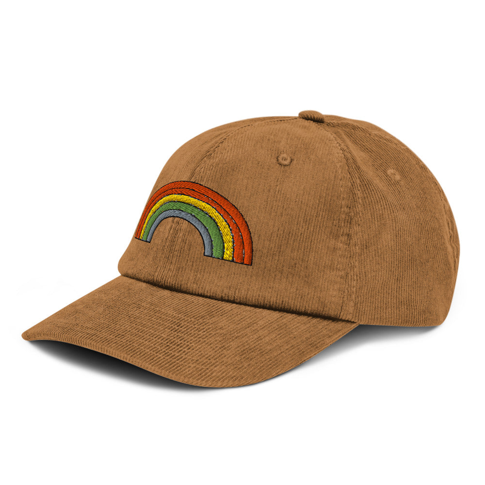 Rainbow design corduroy hat for family celebrations