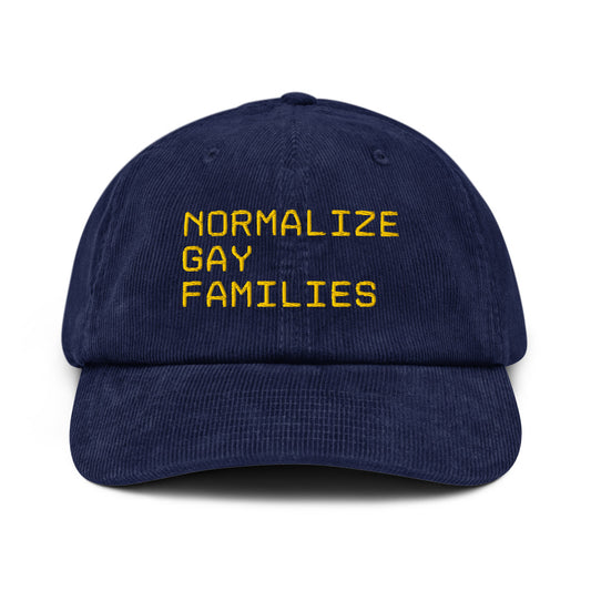 Normalize Gay Families Corduroy Hat on display