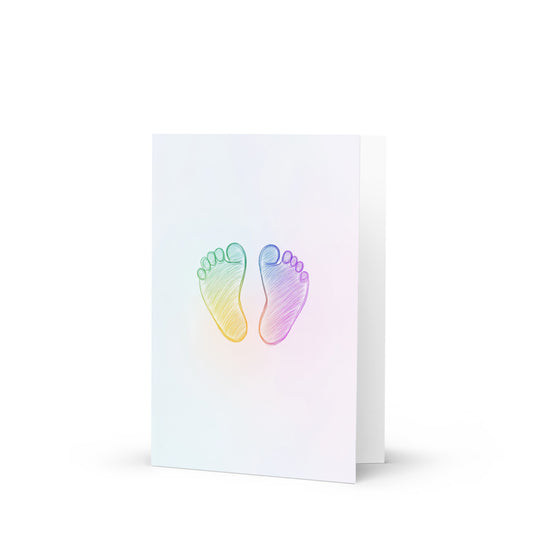 Colorful baby feet greeting card design